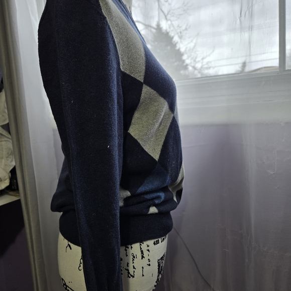 Blue argyle sweater - Picture 3 of 4